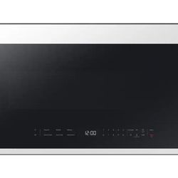Bespoke Smart 2.1 cu. ft. White Glass 1000-Watt Over-the-Range Microwave with Auto Connectivity and Smart Things Cooking