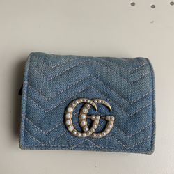 Authentic Gucci Denim Jean Blue Wallet