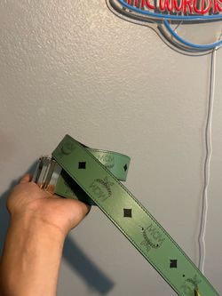 MCM Visetos Green Leather Belt