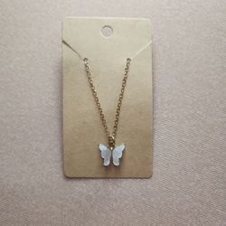 Butterfly Necklace (White)