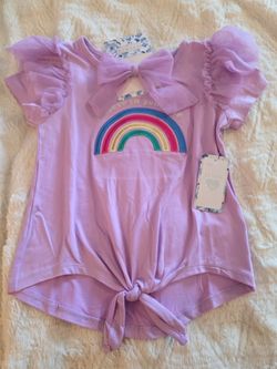 Rainbow  top with bow 2 pc girl top