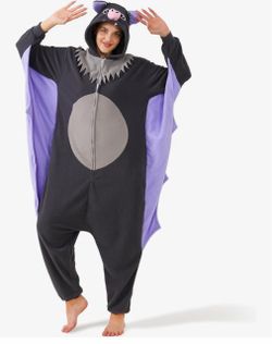 Bat Adult One-Piece Pajamas Cosplay Halloween Costume Sleepwear Jumpsuit Costume for Women Men Product Images and Videos (AI Generated Alt Text)