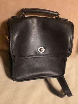 Coach Vintage Saddle Black Leather Crossbody Shoulder Bag Handbag Purse  9" X 9" X 3"