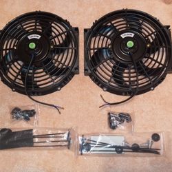 12" Electric Radiator Cooling Fan Assembly Kit, Universal Slim Engine Fan Mounting Kit 12V 80w