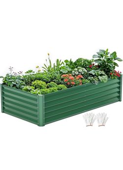 6 x 3 x 1.5 FT Raised Garden Bed Kit, Outdoor Galvanized Flower Bed with Gloves, Large Metal Planter Box for Vegetables, Flowers, Herbs, Fruits, Green