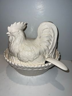 White Ceramic Rooster Tureen