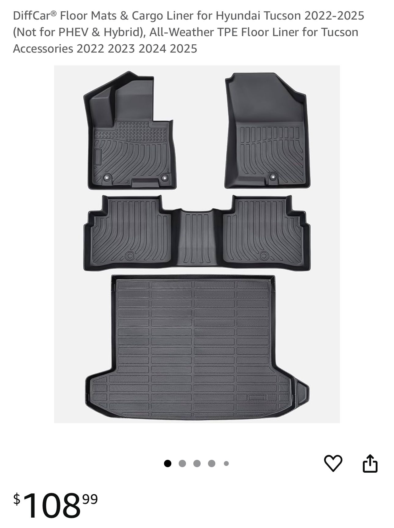 Floor Mats & Cargo Liner For Hyundai Tucson 2022-2025