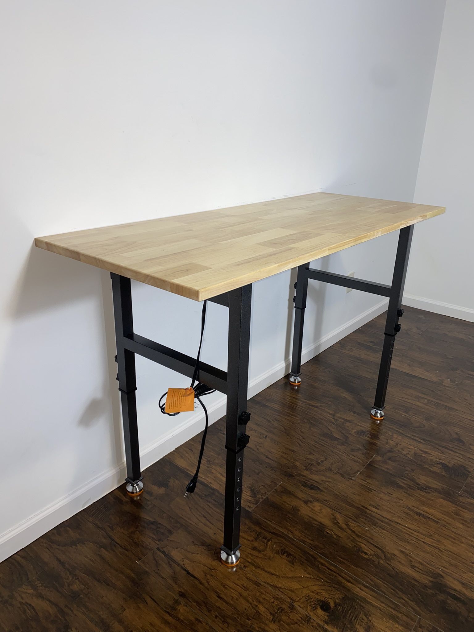 New 48 in. W x 24 in. D Adjustable Height Workbench Mobile Tool Bench with Bamboo Top