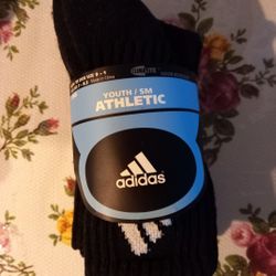 Adidas Youth Athletic Crew Socks $6 Per 3 Pairs. Available In All Black Or White, Gray, Black.