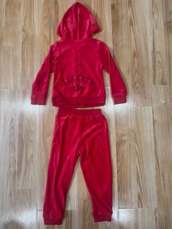 Juicy Couture Kids Red Velour Tracksuit Set