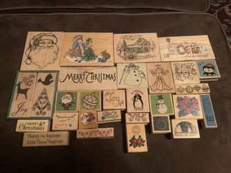 33 Christmas rubber stamps most new