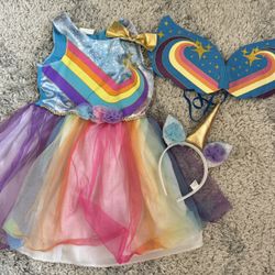 Unicorn Rainbow Dress Costume With Headband