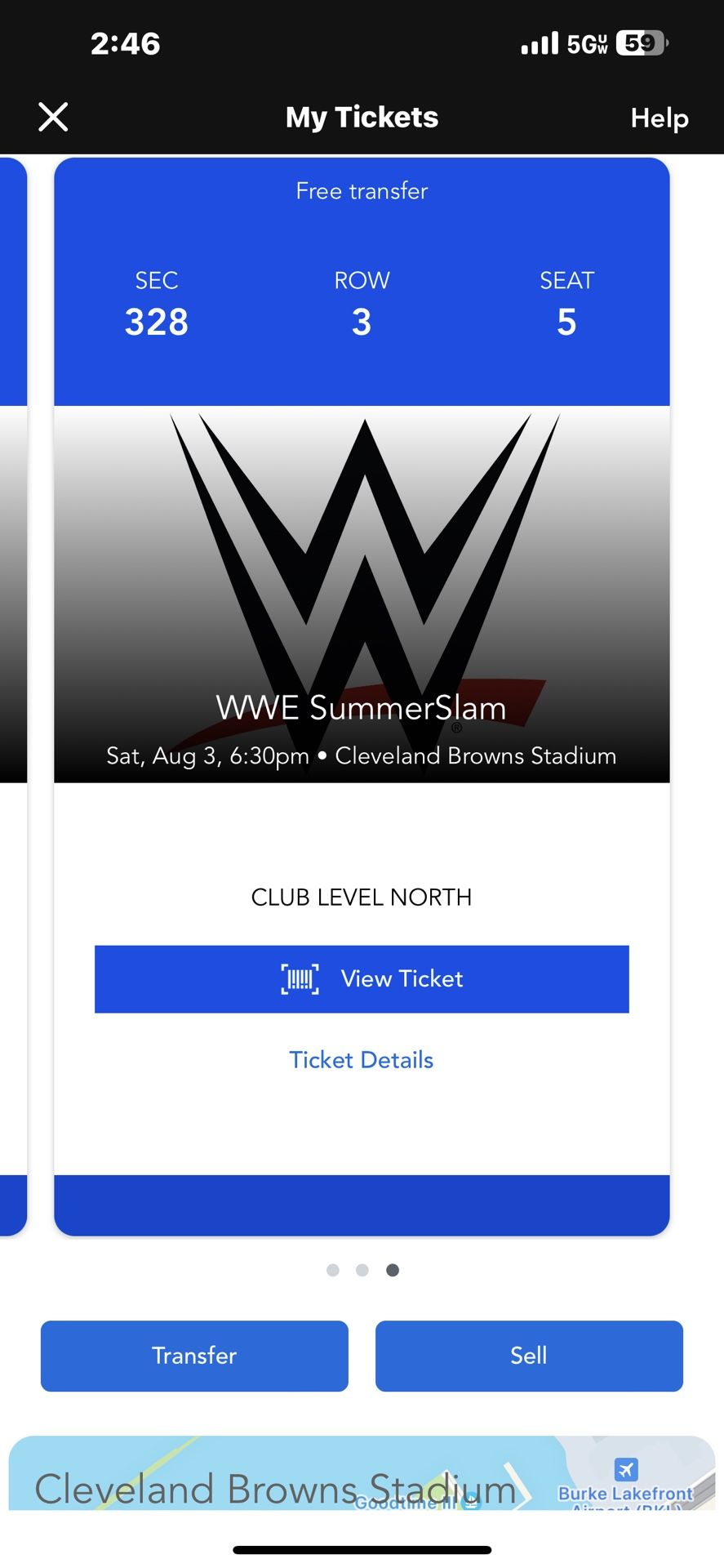 1 WWE SUMMERSLAM TICKET CLEVELAND
