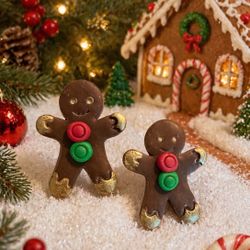 Gingerbread Man Handmade Polymer Clay Earrings