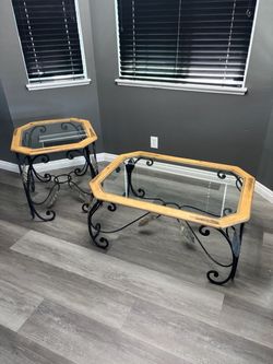 Glass Matching Coffee Table and Side Table