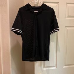Jersey Style Black Button Up
