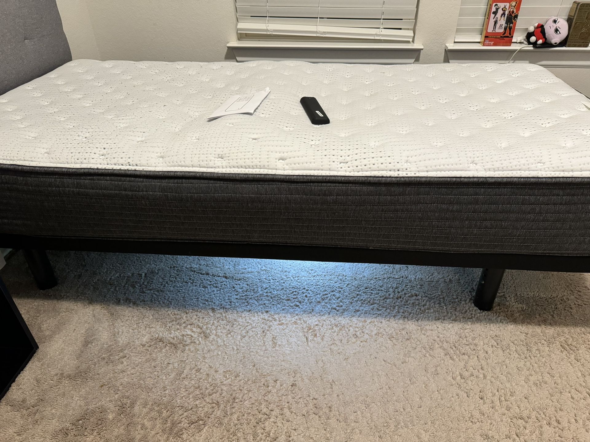 $375 Selling Twin XL Beauty Rest Mattress & Adjustable Bed Frame & Nightstand