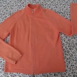 MALO Italian designer 100% Cotton Orange Zip Up Cardigan Sweater, sz 46