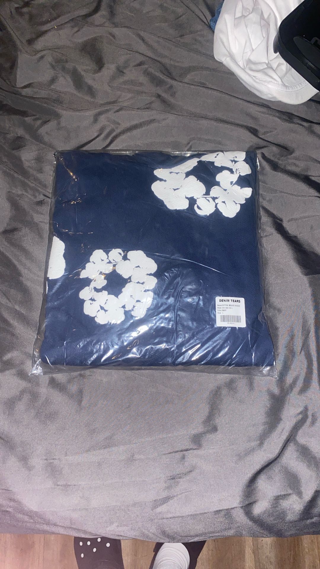 Navy Denim Tear Hoodie