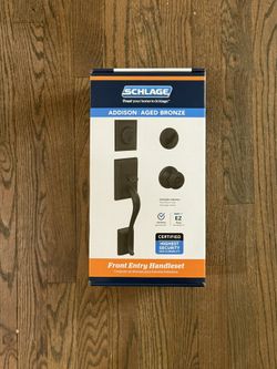 Schlage Entry Door Handleset in Aged Bronze, Addison F60 G ADD 716 GEO