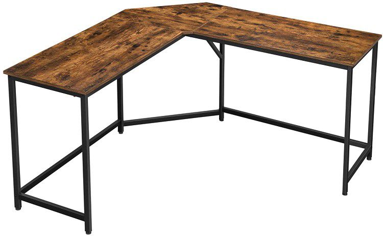 VASAGLE L-Shaped Computer Desk, 58-Inch Corner Desk for Study, Home Office Writing Workstation, Gaming Table, Space-Saving, Easy Assembly, Industrial 