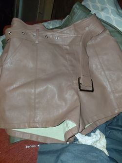 Faux Leather High-Waist Shorts with Belt