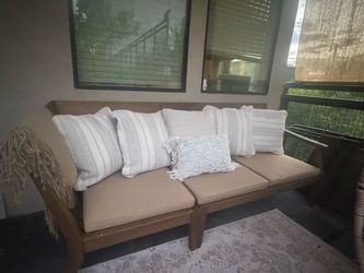 Outdoor Wood Frame Sofa with Cushions