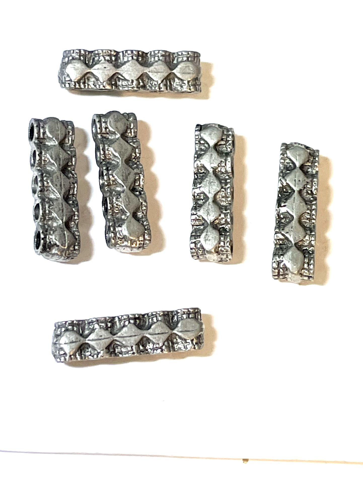 Lot Of 6 Sterling Spacer Bar 5-hole Beads