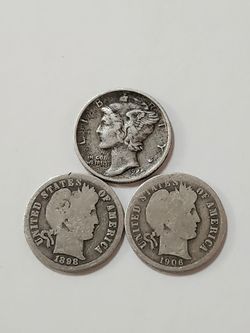 3 - Antique Silver Dimes / Old Silver Coins