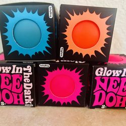 Down To My Last 5/ NeeDoh GLOW IN THE DARK Lot of 5 Stress Balls GREEN ORANGE PINK PURPLE BLUE ORANGE LIGHT BLUE New!