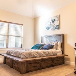 Custom SOLID wood queen bed frame and headboard
