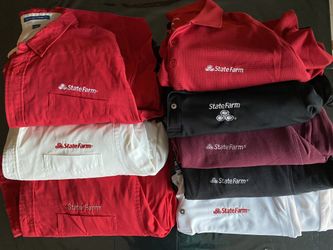 Size 2XL - “State Farm” Dress Shirts - 3 LS Button Down, 3 SS & 2 LS Polo Shirts