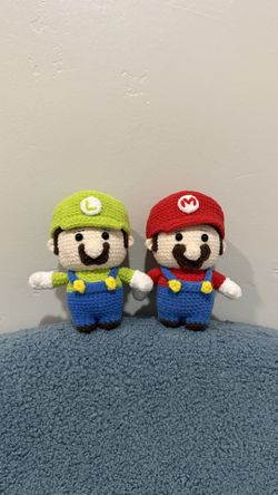 🧶Handmade Crochet Mario and Luigi