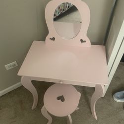 💖👸 Princess Pink Wooden Vanity & Stool Set 👸💖