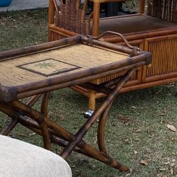 Palm Tree Tray And Wooden Cart 