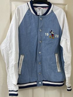Disney  Mickey Mouse 1928 League Denim Varsity Jacket Adult size M 
