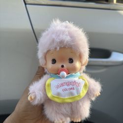 Pink Monchichi Doll Keychain