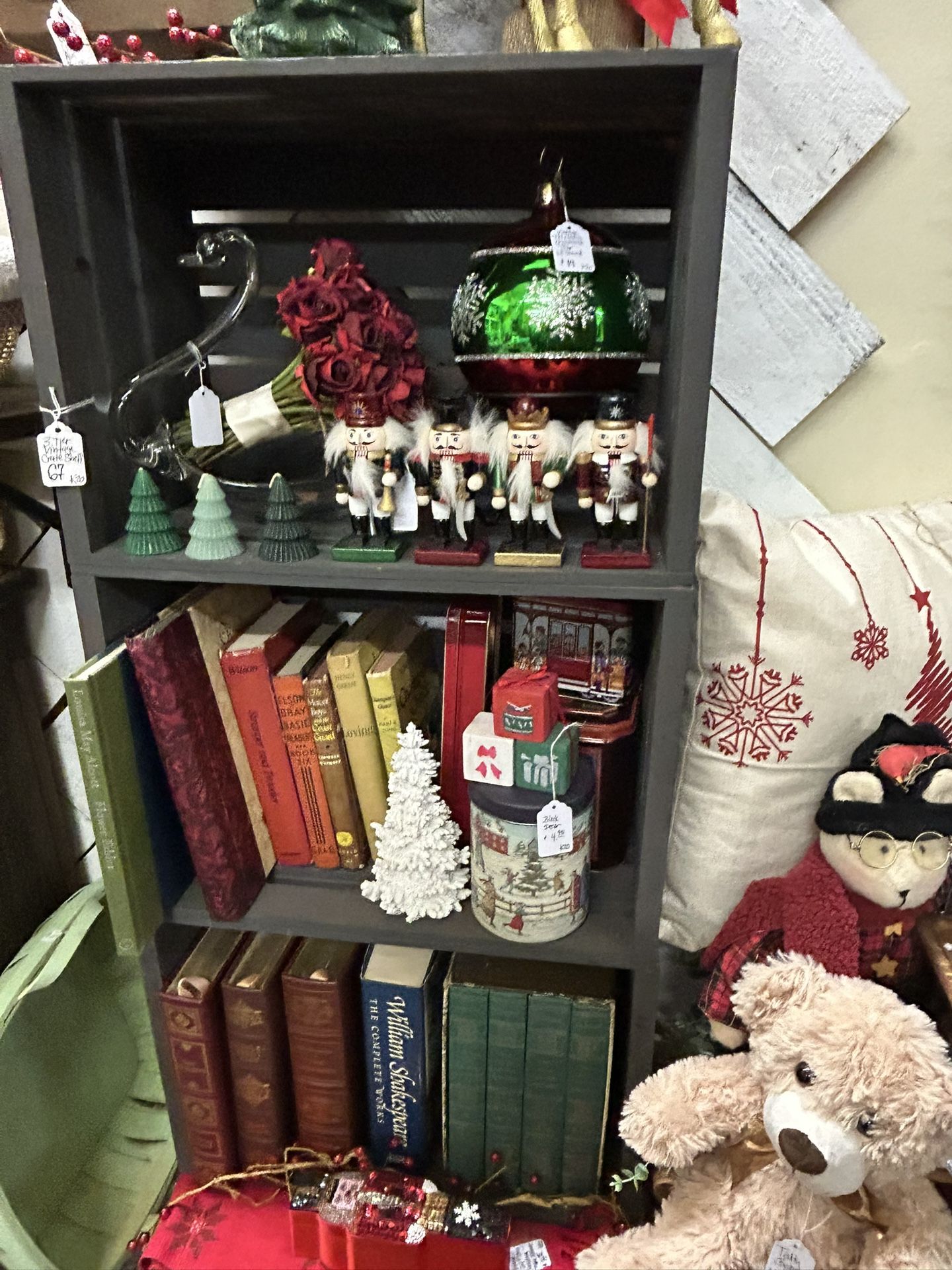 Unique Vintage Storage Crate Shelf (Painted & Attached)