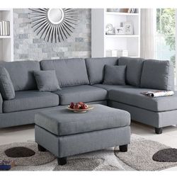 Gray Sectional Sofa With Ottoman