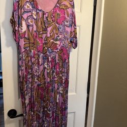 Women’s Purple/pink Floral tropical dress  No label see description