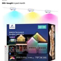 APPECK Permanent Outdoor Lights Pro 150ft, 108W RGBCW Eaves Lights with 108 LED Lights, 80lm, Cuttable, 111 Scene Modes, IP67 Waterproof Lighting for 