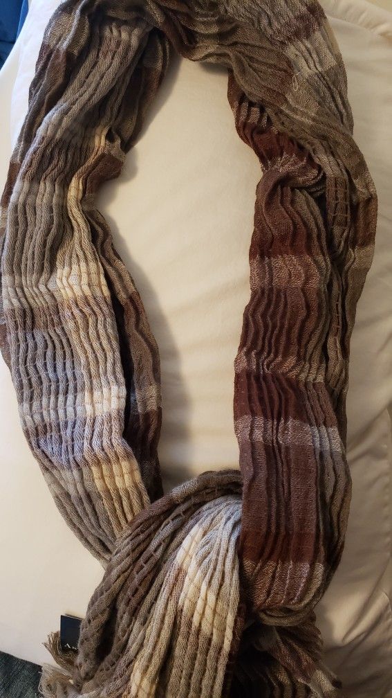 new Brown long light scarf Aston Grey polyester