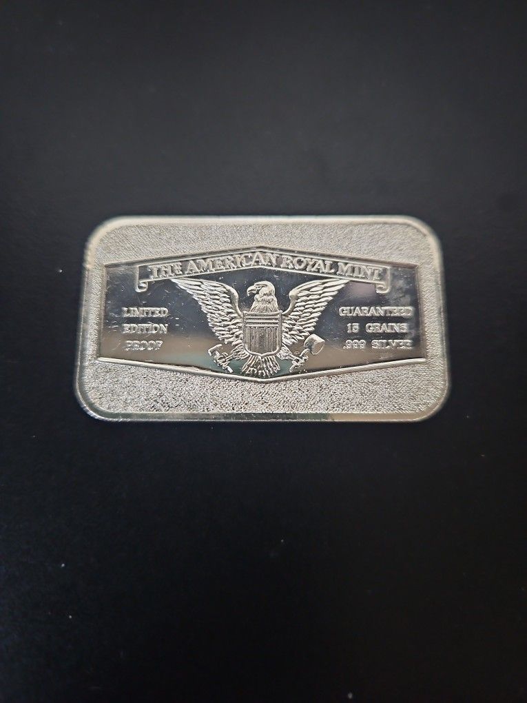 The AMERICAN ROYAL MINT SILVER BAR .999 15 GRAINS 