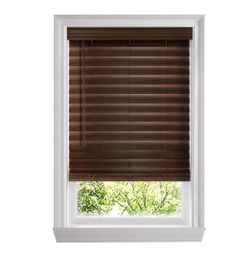 Home Decorators Collection Espresso Cordless Premium Faux Wood Blinds with 2.5-inch Slats — 35 × 48 Actual size: 34.5 × 48