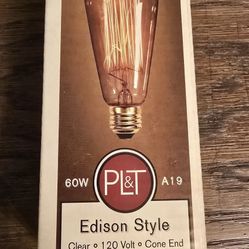 PL&T Edison Pack Of 8 Cone Style Light Bulb 60W Hand Wound Squirrel Cage Filiment (wr8