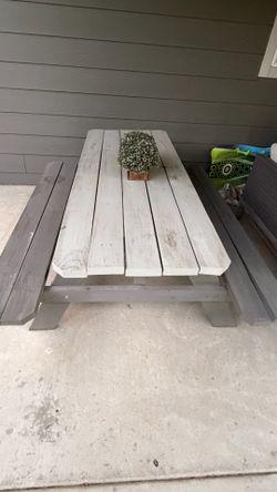 Wooden picnic table
