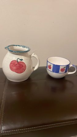 Decorative Apple pitcher and “soup” mug