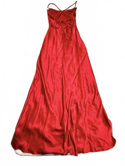 Morgan & Co Red Satin Maxi Dress Cowl Neck Lace Up Back Prom Formal Gown XS Y2K