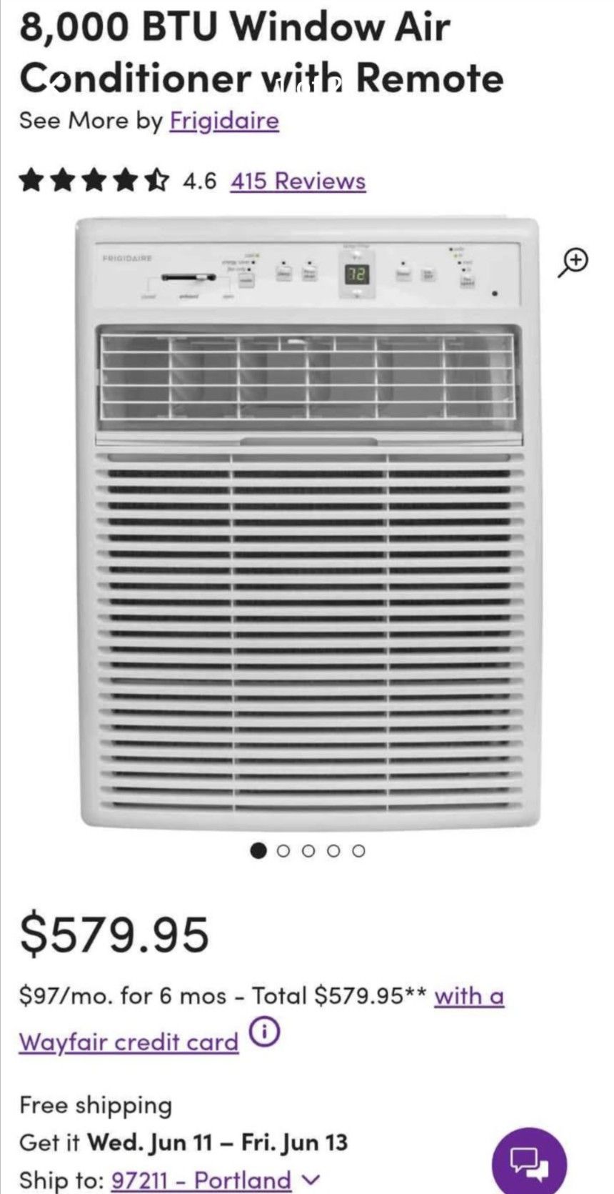 Brand New Frigidaire AC For Slider Windows