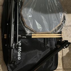 “Vhffoso 12” Practice Drum Pad w/ Stand, Sticks & Bag – Like New”